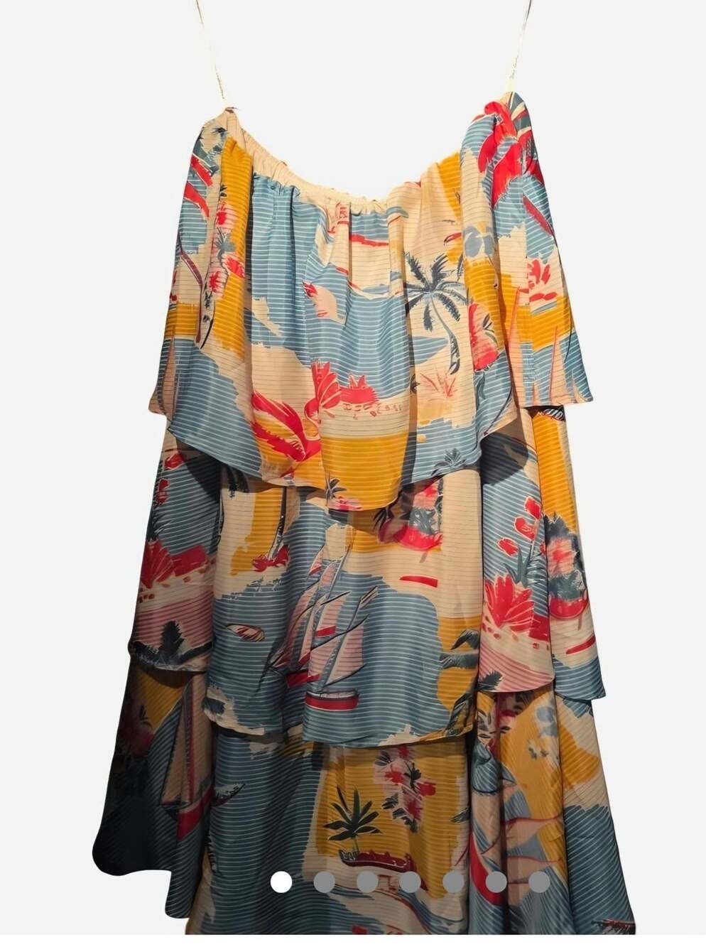 True Destinations Maxi Skirt Size L Multicolor Tropical Sailboat Print
